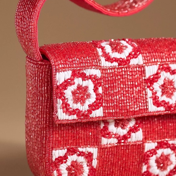 Anthropologie Fiona Bag Red Patterned Women's Bag - Picture 4 of 9
